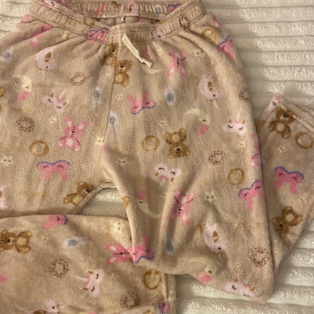New Mix Beige Pajama Bottoms with Bear and Bunny Print